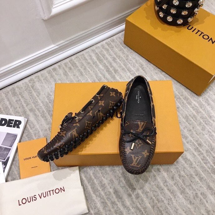LV WOMEN'S DRIVER MOCCASIN IN CHOCOLATE BROWN MONOGRAM CALFSKIN
