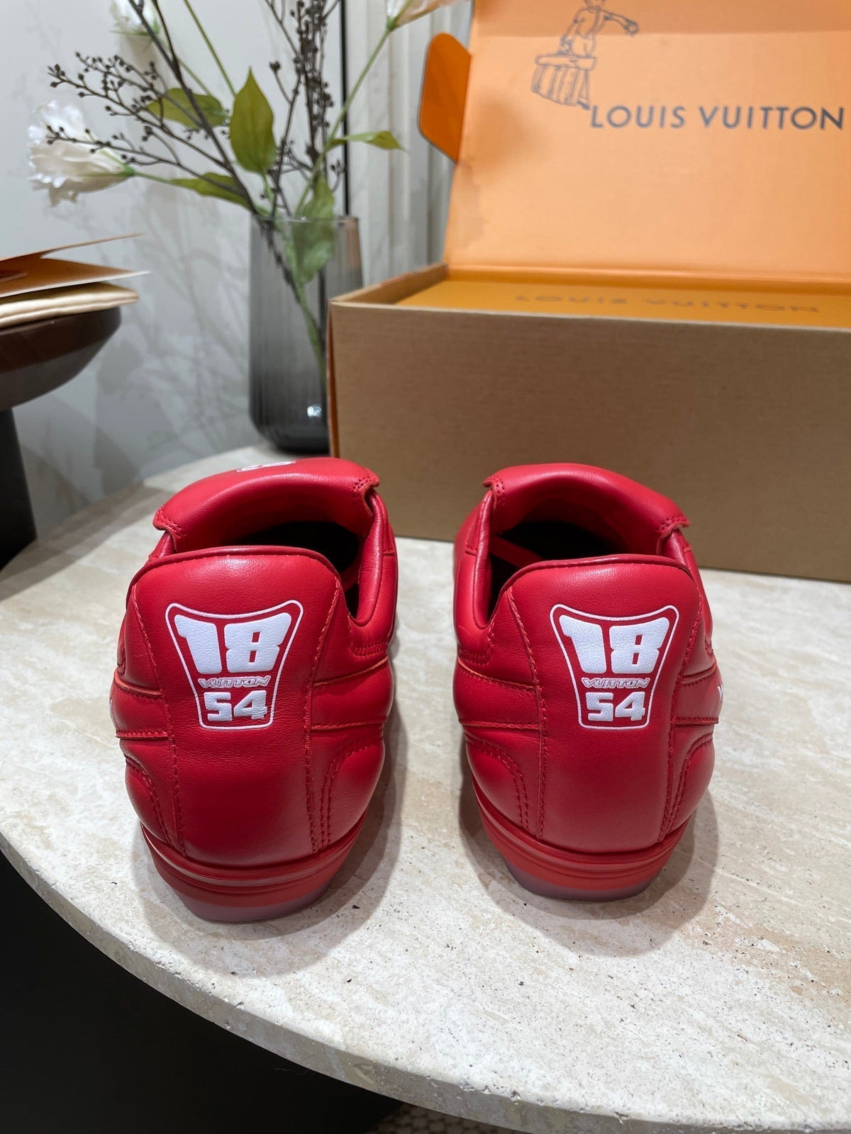 FOOTPRINT SOCCER SNEAKER IN CHERRY RED CALFSKIN