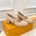 LV WOMEN ROMY HIGH BALLERINA IN GLOSSY BEIGE LAMBSKIN